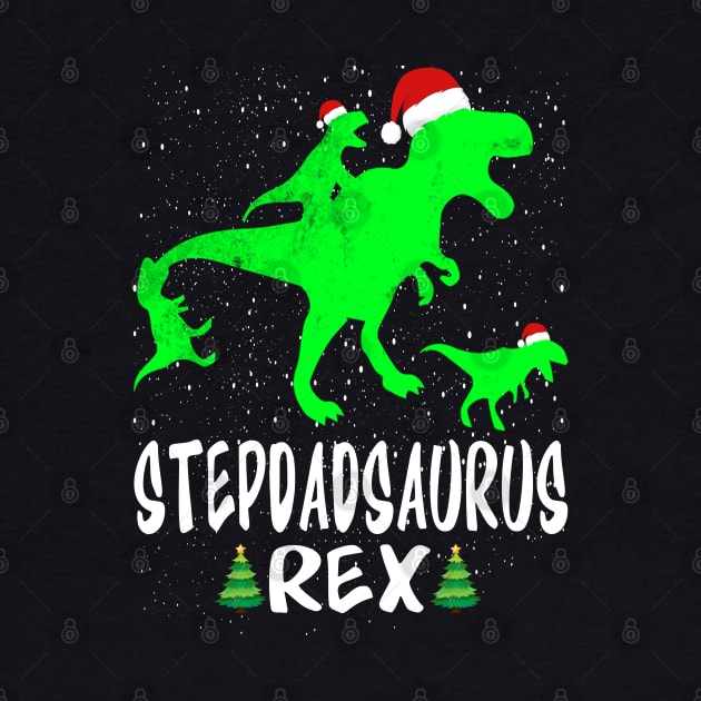 Stepdad T Rex Matching Family Christmas Dinosaur Shirt by intelus